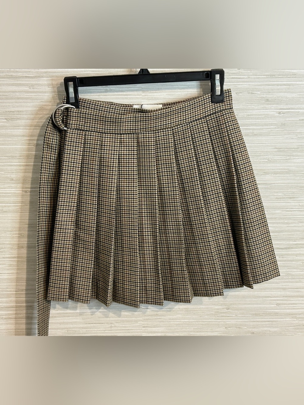 NWT AMI Paris Alexandre Mattiussi Houndstooth Wool Pleated Kilt Skirt Sz 36 US 4